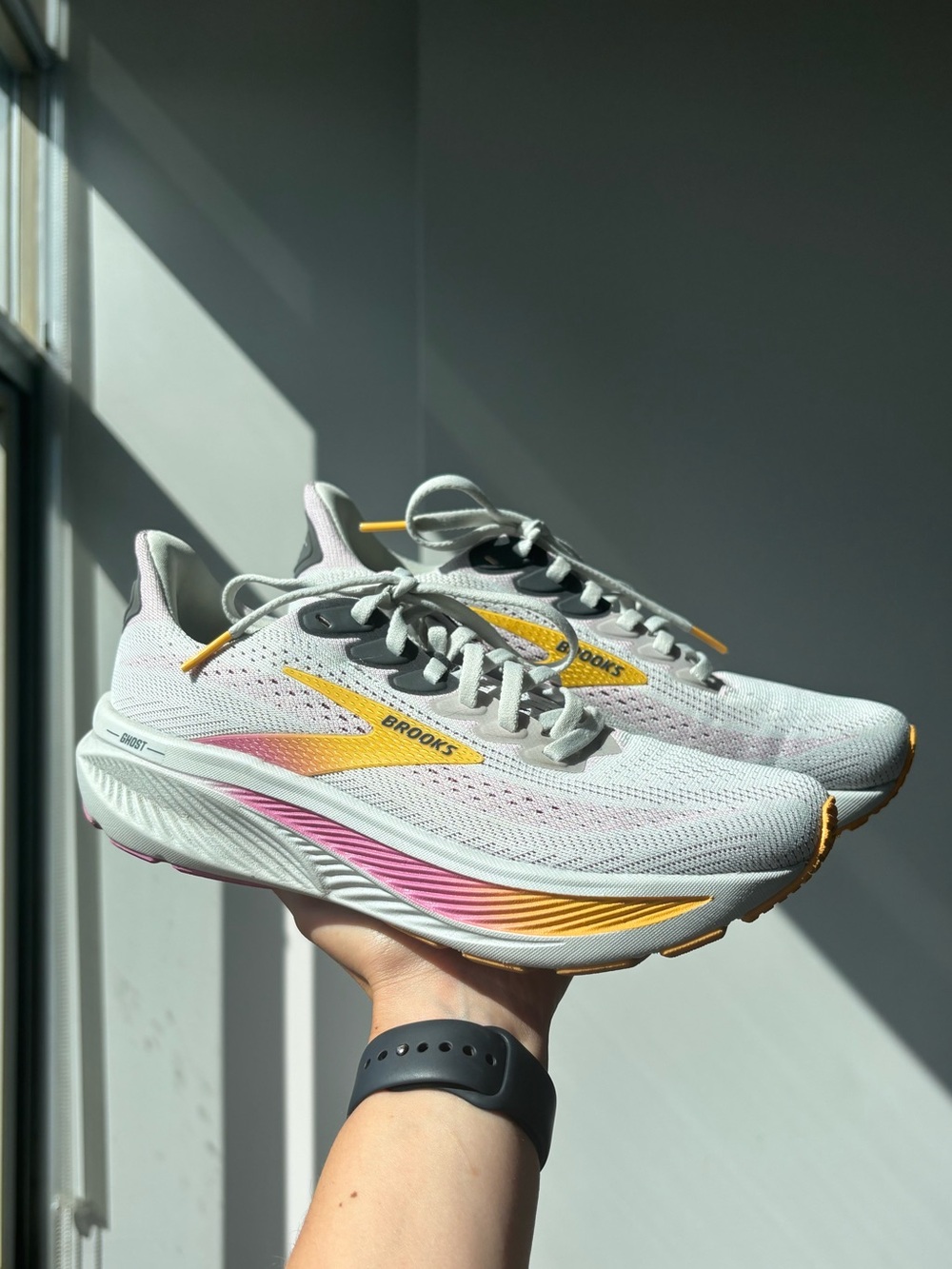 Brooks Women's Ghost 17 Running Shoes - Grey, Pink, Orange (w. 7.5 US)